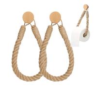 KEWUF 2 pcs Portarrollos de Papel higiénico Cuerda Vintage Soporte para Toallas sin taladrar portarrollos papel higienico adhesivo para baño decoración Vintage Cuerda Industrial