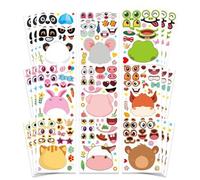 KEWUF 27 PCS Animales Pegatinas Infantiles Pegatinas Set Haz tus propias hojas de adhesivos para mezclar y combinar animales con leones, monos y animales de fantasía, detalles cumpleaños infantiles