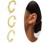 KEWUF 3 Pcs Ear Cuff Pendientes Oreja Sin Agujero Mujer Ajustables Pendientes Clip Hipoalergénicos Falsos Helix Cartílago Pendientes sin Agujero(A)