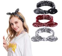 KEWUF 3 Pcs pinzas pelo mujer, bandana mujer, pinza pelo mujer, turbantes para mujer, Diademas Elástico Cinta de Pelo Suave 6 Piezas Boho Thin Hijab Accesorios para Mujer Yoga Deportes Diadema