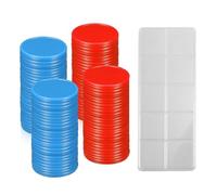 KEWUF 30 Pcs reversibles de plástico rojo azul 1 caja de plástico juego de placas reversibles matemáticas ayuda matemáticas reversibles fichas de conteo para las manos de los niños, la escuela
