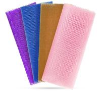 KEWUF 4 paños exfoliantes para el cuerpo y la espalda, exfoliante coreano, toalla de luffa, esponja de luffa, esponja japonesa,paño de lavado para hombres y mujeres,elimina la piel muerta 20x65cm