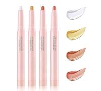 KEWUF 4 pcs Sombra de Ojos en Barra Automático Acabado Satinado Moca - Resistente al Agua y a Los Borrones, sombras de ojos Dura 16 Horas+, Textura Cremosa y Sedosa, Vegano