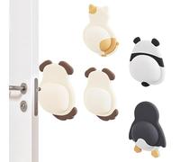 KEWUF 4 Piezas Topes Puertas, Tope Puerta Pared, Tope Puerta Adhesivo, Almohadillas Antichoque De Caucho Suave, Amortiguamiento, Decoración, Silencioso (Grosor 14 Mm, Gato, Perro, Pingüino, Panda)