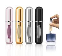 KEWUF 5 PCS Colonia Recargable, Bote Colonia Viaje, Perfume Recargable Portátil, Decantadores de Perfume de 5 ml con Llenado Inferior, Botellas de Vidrio Cuadradas Vacías de 30 ml, para Viajar, Cita