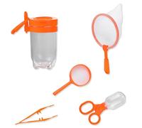 KEWUF 5 Pcs gusanos de seda, atrapa bichos, caja para gusanos de seda, Kit de atrapador de insectos para niños, caja de hábitat para interiores y exteriores, con pinza para insectos, pinzas y lupa