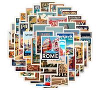 KEWUF 50 Vintage Matasellos Pegatinas Retro Sellos Stickers Pegatina de viaje por Europa para Maletas Viaje Scrapbooking Diario Album Fotos