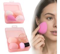 KEWUF 8 PCS Esponja Maquillaje, Esponjas de Maquillaje para Base de Maquillaje, con 1 Soporte para Polvo, Set de Esponja de Maquillaje Uso Húmedo y Seco, para Base Líquida, Protector Solar