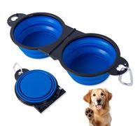 KEWUF Bebedero Perro Portatil, Bebedero Perro in Silicone Espandibile 2 in 1 per Condivisione di Acqua e Cibo, per Animali Domestici Portatile con Fibbia Appesa per Camminare, Viaggiare, ECC