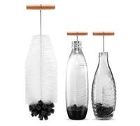 KEWUF Cepillo Limpia Botellas, Cepillo para Botellas con Mango de Madera, Limpiador Botellas por Dentro, Cepillos para Botellas para Biberón, Vidrio, Taza, Hervidor, Sodastream Botellas (32 cm)
