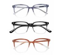 KEWUF Gafas de Lectura, Blue Light Glasses, Gafas Sin Graduar, Gafas Decorativas, Gafas para Ordenador, Gafas con Filtro de Luz Azul, Gafas de Lectura, Hombre Mujer (3 Piezas, Gradiente)