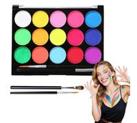 KEWUF Pintura Corporal y Facial, Body Painting, Pintura de Cara Para Niños Kit, Hipoalergenica, Pintacaras Infantil, 15 Colores, con 2 cepillos, para Niños Halloween Fiestas Cosplay Semana Santa