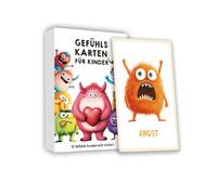 KEWUF Tarjetas Educativas, Emoticartes, 32 Cartas Lúdicas para Aprender las Emociones, Cartas Emotivas Ilustradas con Monstruos, Aptas para el Hogar, la Guardería y la Escuela (Alemán)