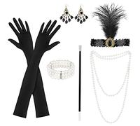 KEWUZY 6pcs Accesorios Años 20 Mujer, 1920s Set de Charleston para Mujer, 1920s Flapper Accesorios Juego de 1920 Great Gatsby para Halloween Navidad