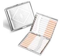 KEWUZY Caja de cigarrillos de metal plateado, con cierre de presión, para 20 cigarrillos, diseño de clip e interruptor, perfecta para el uso diario y como regalo