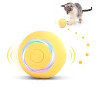 KEWUZY Juguete eléctrico para gatos con luz LED, bola de 360 grados, modelado automático de patas de gato, juguete interactivo para gatos, recargable por USB para gatos (amarillo)