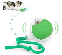 KEWUZY Juguete para gatos eléctrico con luz LED, juguete interactivo para gatos, pelota de 360 grados, modelado automático, pelota para gatos con cuerda, recargable por USB (verde)