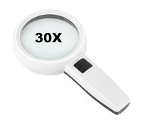 KEWUZY Lupa con luz LED iluminada con 30X aumentos, Lupas de Mano de Gran Aumento, Lupa Ligera de Mano para Lectura para Leer Libros, Soldadura, Inspección, Monedas, Joyería, Exploración