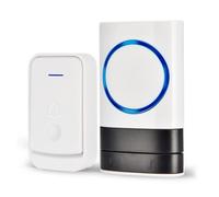 KEWUZY Timbre Inalámbrico Exterior Impermeable, Timbre Inalámbrico para Puerta, Exterior IP44 Impermeable, Doorbell Indicador LED, 52 Melodías, 4 Volumen, Alcance a 400M (Blanco)