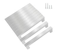 KEWUZY Tiradores para muebles, 10 unidades, color negro, distancia entre orificios de 128 mm, tiradores de cocina, pomos cuadrados de cocina (plata, 128 mm)