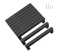 KEWUZY Tiradores para muebles, 10 unidades, color negro, distancia entre orificios de 128 mm, tiradores de cocina, de acero inoxidable con cuarenta tornillos, tiradores de puertas, pomos cuadrados de