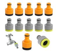 Kexayo Gardena - Juego de 12 adaptadores de grifo Gardena, 2 en 1, conector de manguera de 1/2 pulgadas y 3/4 pulgadas con rosca interior, para riego de patio de lavadora doméstica (verde, amarillo)