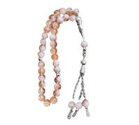 KEXIAO Rosario de cristal agrietado con 33 cuentas de oración musulmana Tasbih con colgante de flecos, pulsera étnica islámica para el culto diario
