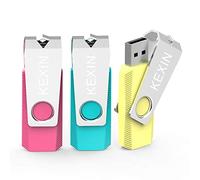 KEXIN 128 GB Memoria USB Pendrive USB 2.0 Memory Stick 3 Unidads Flash Pen Drive USB con LED Luz(3 Unidades, Cyan Rojo Amarillo, USB 128 GB)