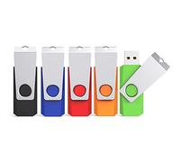 KEXIN 16GB Memoria USB 2.0 Pendrive 16GB Flash Drive Memory Stick para Computadoras, Tabletas y Otros Dispositivos [5 Unidades] Color de Azul Negro Verde Rojo Naranja