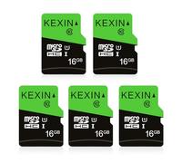 KEXIN 16GB TF Tarjeta de Memoria Micro SD de 16 GB MicroSDHS C10 hasta 70 MB/s, Tarjeta Externa UHS-1 Class 10 para Cámara Deportiva, IPC Cámara, Smartphone,Drone [5 Pack * 16GB]