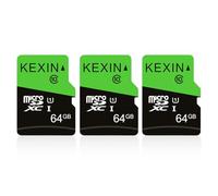 KEXIN Tarjeta micro SD de 64 GB, paquete de 3 tarjetas de memoria Microsd UHS-1, tarjeta microSDXC TF clase 10 de 64 GB con adaptador SD para teléfonos, monitor, dron, cámara de salpicadero, mesa de