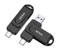 KEXIN USB C Stick 64GB USB 3.0 OTG - Memoria USB 3.0 OTG (2 Unidades, hasta 100 MB/s, Doble USB Type-C y USB-A, para teléfono móvil, iPhone 15/16/17, Tableta, Coche, PC