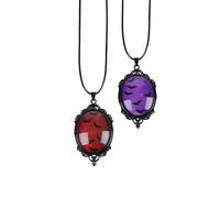 Kexinglu 2 collares góticos con colgante de murciélago vampiro, collar vintage de murciélago morado y rojo, joyería de bruja, accesorios de Halloween para mujer