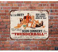 Kexle Cartel de metal de estaño James Bond Thunderball Home Vintage Bar Comedor Chic Sign Bar Bar Poster 30 x 40 cm