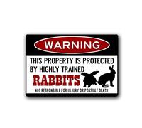 Kexle Letrero de conejos, letreros de metal divertidos, accesorios de conejo, letrero de conejos, orejas de lop, señal de advertencia de conejo, letrero de lata de 12 x 16 pulgadas