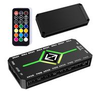 Kexpery 1 a 9 3 en 1 PWM ARGB - Hub de ventilador divisor magnético con control remoto (blanco)