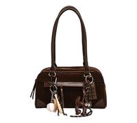 Kexpery Bolso bandolera de ante para mujer, bolsos con asa retro, bolso de hombro para mujer para la escuela de compras y uso diario, café, 190.00x100.00x370.00mm