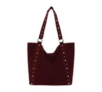 Kexpery - Bolso bandolera para mujer de ante sintético con tachuelas de gran volumen para compras, trabajo, escuela, uso diario, rojo