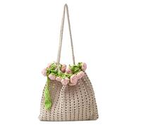Kexpery Bolso de hombro tejido a mano para mujeres Flor elegante Flor Big Big Tricotted Hand para trabajo Noche