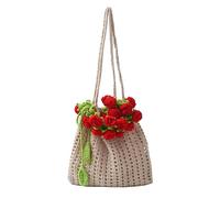 Kexpery Bolso de hombro tejido a mano para mujeres Flor elegante Flor Big Big Tricotted Hand para trabajo Noche