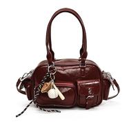 Kexpery Bolso retro con varios bolsillos, bolsa de almohada, bolsa de axila de cuero suave, 2, rojo