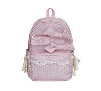 Kexpery Linda Mochila Rosa de Lunares con Lazo, Estilo Juvenil y Fresco para alumnas