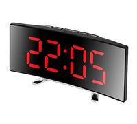 Kexpery Reloj despertador creativo con pantalla curvada LED de espejo de 6 pulgadas, pantalla grande, reloj de mesita de noche, modo nocturno para dormitorio (rojo)