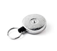 KEY-BAK Llavero retráctil HD original, cable Kevlar de 48 pulgadas, parte delantera cromada, clip de cinturón de acero, 8 onzas, retracción y anillo dividido