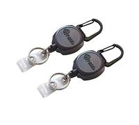 Key-Bak Sidekick Professional - Carrete de identificación autorretráctil de alta resistencia con cable Kevlar retráctil, 61 cm, color negro (paquete de 2)