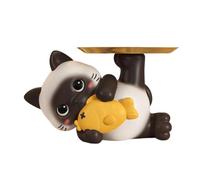Key Bowl Cat Sculpture with Storage - Tray Resin Trinket Bowl for Candy
