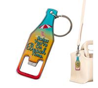 Key Chain Bottle Opener, Compact Magnetic Can Opener Keyring with Beach Pattern, 3.46x1.18 Inches Travel Friendly Wine and Beer Tool for Pocket, Bartender, Car, Fridge, Hiking, Camping, Outdoor Use