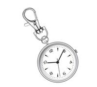 Key Chain Watch, Round Clip on Timepiece, Unisex Portable Silent Pocket Clock, Compact Travel Gear, Home, Workplace, School, Backpack, Outdoor, Purse, Bag 3.23x1.57x0.28in, plateado, Se référer au
