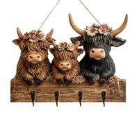 Key Hanger,- Key Holder | Keys Holder Wall Mount For Hat Coat, Bag, Backpack, Purse Home Entryway Living Room Bedroom Kitchen Hooks Cow Design Wooden Hanger, Decorative Rustic Entryway