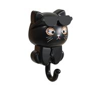 Key Holder - Cute Cat Hooks for Wall | Cat Key Hook with Sunglasses for Wall, Strong Adhesive Coat Hooks Keys Holder Decorative Organizer Perfect for Home Use, 4.5x8.5cm